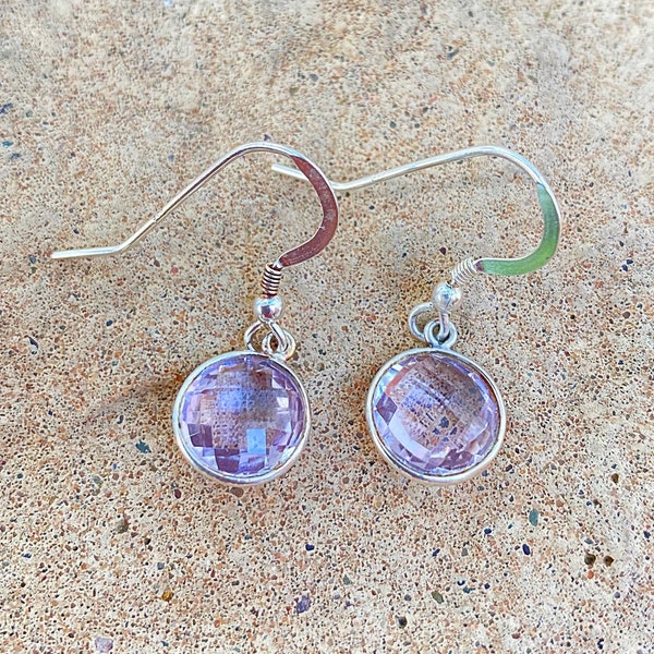 Pink amethyst earrings, sterling silver, gemstone earrings, amethyst jewelry, birthstone jewelry, crystal earrings