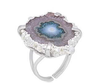 Amethyst ring, sterling silver ring, Stalactite ring, statement ring, adjustable ring, gemstone ring, amethyst jewelry, February birthstone