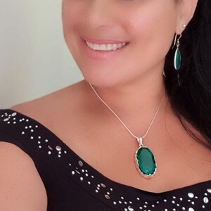 Green onyx necklace, onyx pendant, Green onyx gemstone, sterling silver, faceted onyx, onyx jewelry, statement necklace, green crystal, gift