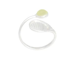 Tennis ring, tennis racket and ball, tennis jewelry, sterling silver, tennis lover gift, adjustable ring, tennis gift, chrysoprase stone