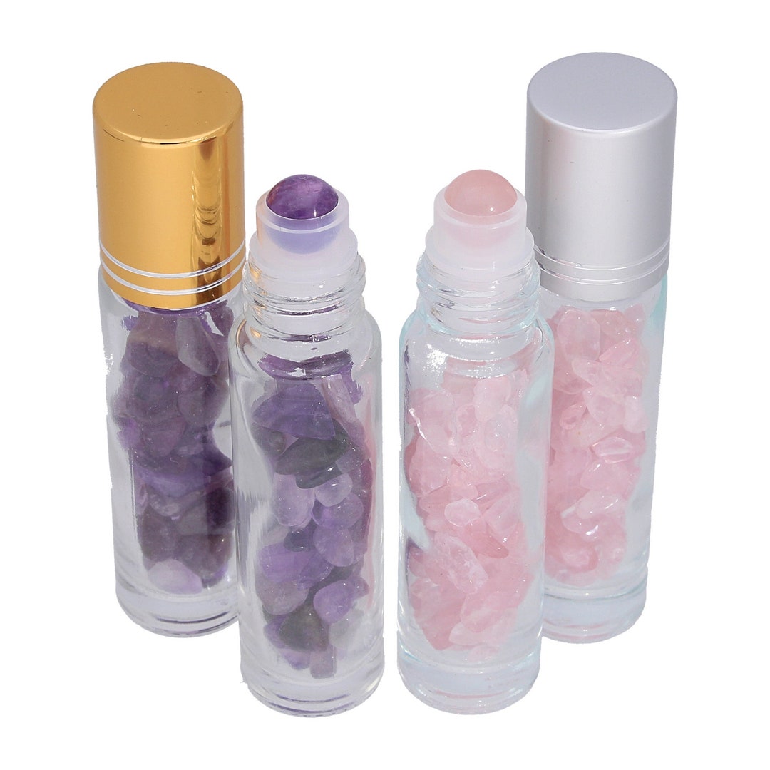 Crystal Roller Bottle for Essential Oil or Perfume With Crystal Roller