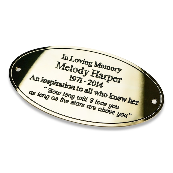 6" x 3" oval solid brass engraved nameplate