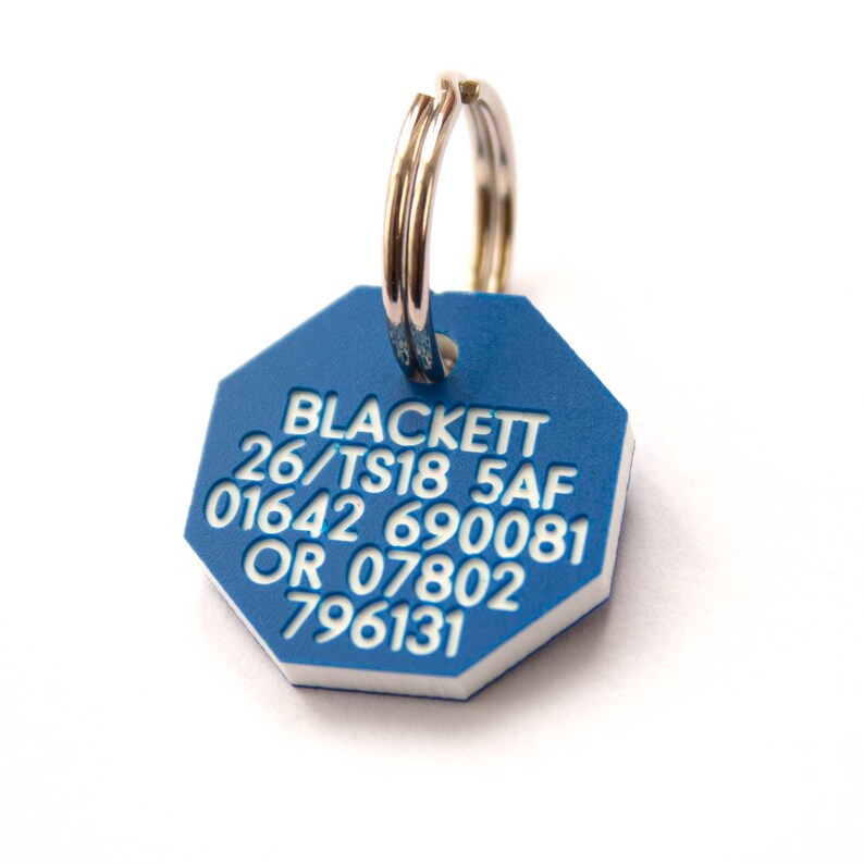 Deeply Engraved 3mm Thick Plastic Dog Tag 21mm Octagonal Etsy