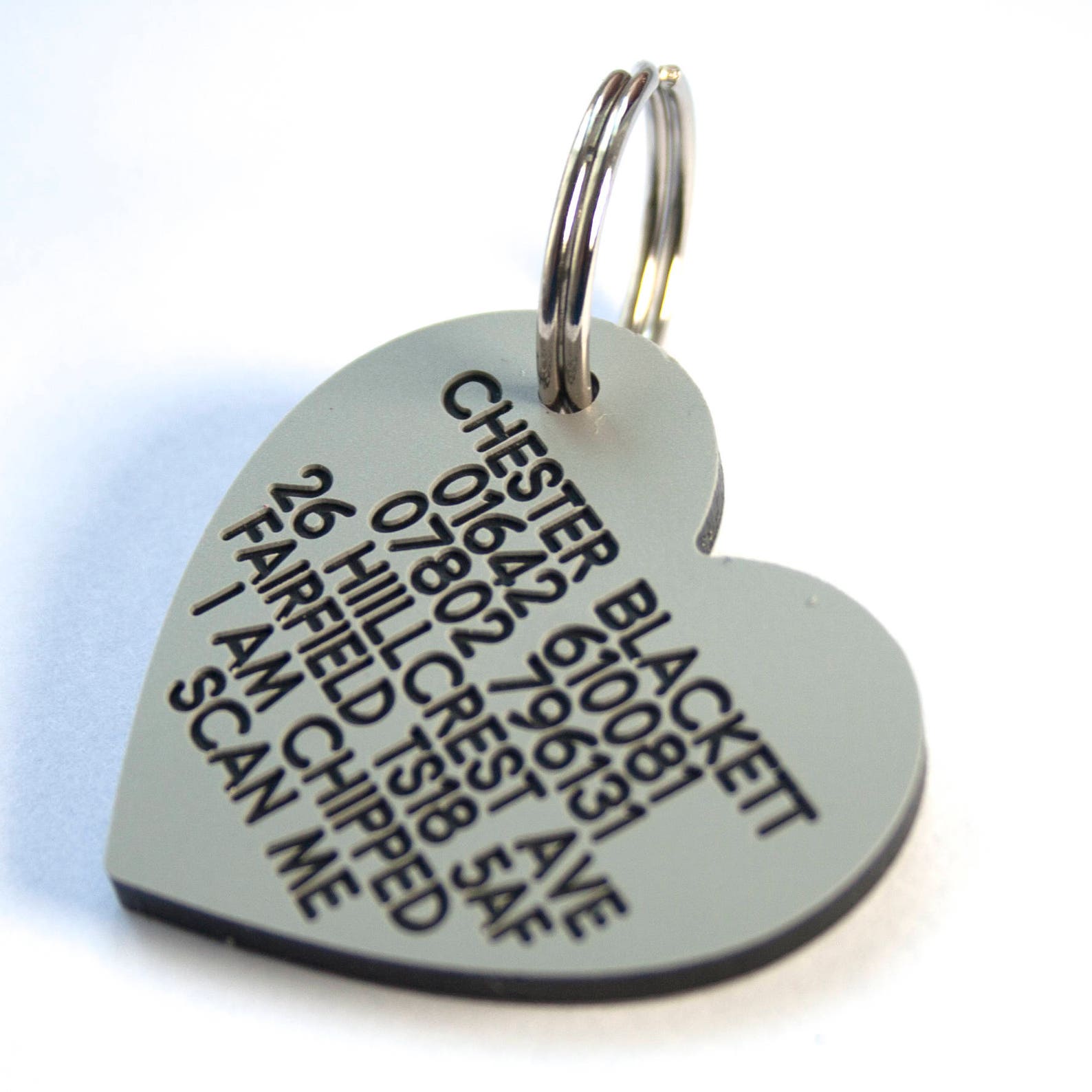 Deeply Engraved 3mm Thick Plastic Dog Tag 41x38mm Heart Etsy