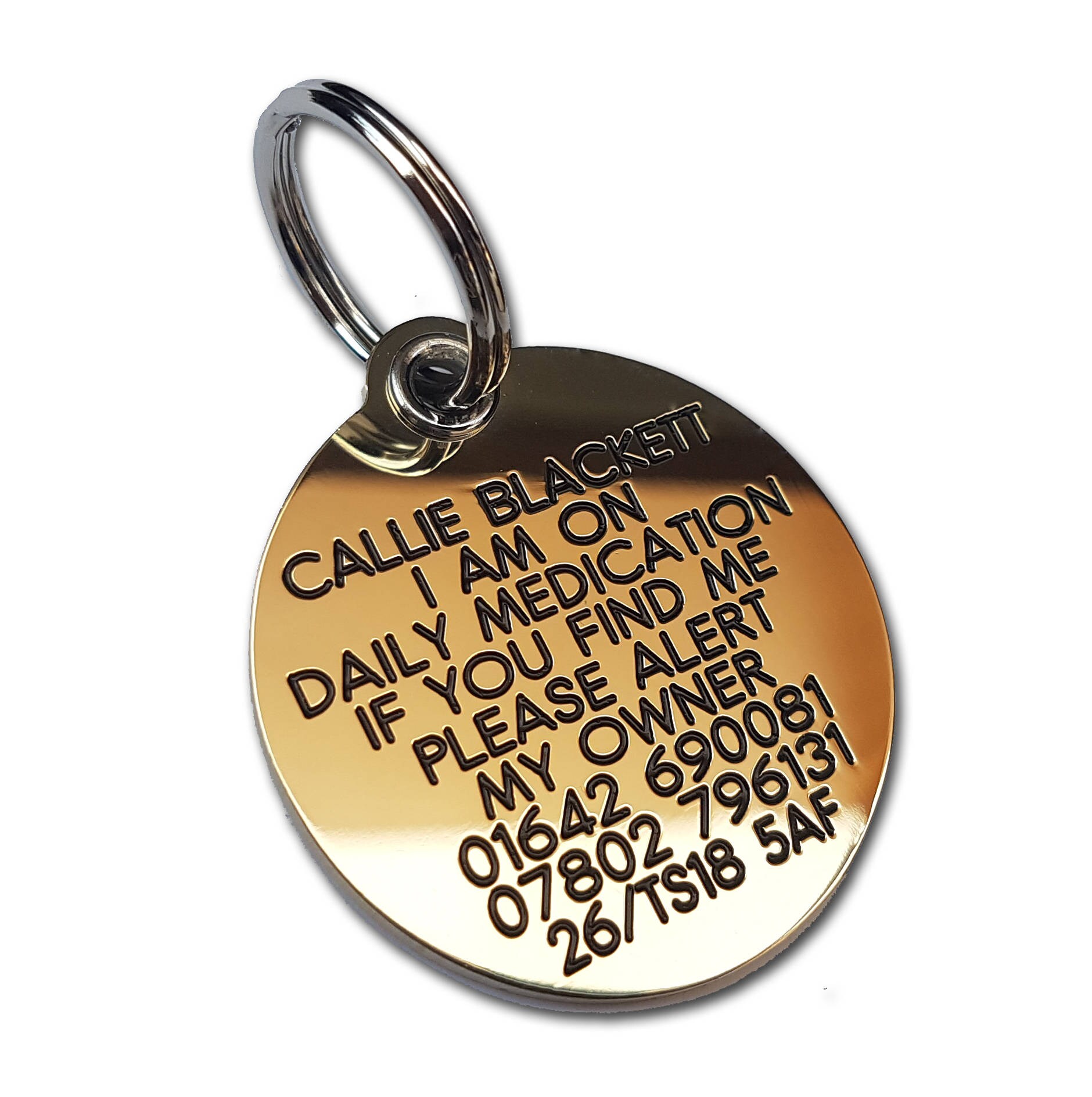 REINFORCED Deeply Engraved Solid Brass Dog Tag 39mm Round Etsy