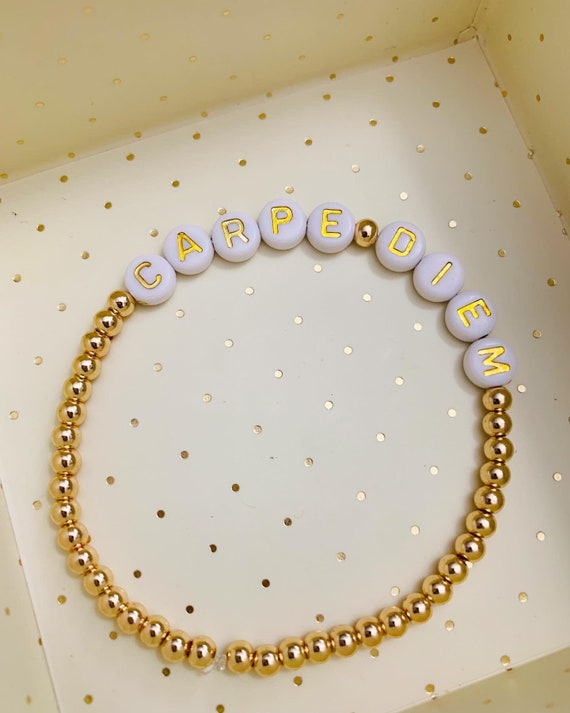Buy 14k Gold Filled Beaded Name Braceletinitial Braceletgold Beaded  Braceletscustom Name Braceletswomens Inspiring Braceletsmoms Bracelets  Online in India - Etsy