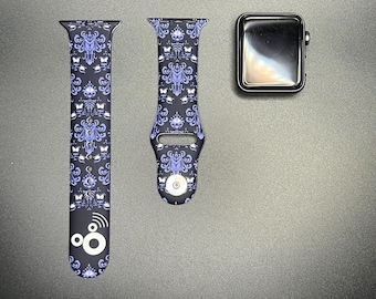 Haunted Mansion Black & Purple Apple Watch Band - Silicone Sport Band