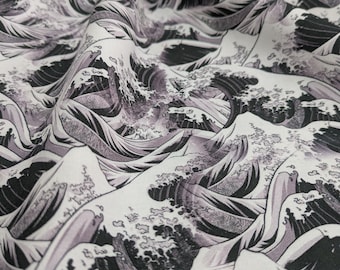 Tessuto di cotone Waves Ocean Sea al metro - Quilting, Cucito, Sartoria, Creazione di bambole, Lavoretti per bambini
