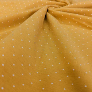 Mustard Polka Dot Cotton Jersey - Fabric by the Meter - Fabric by the Half Meter