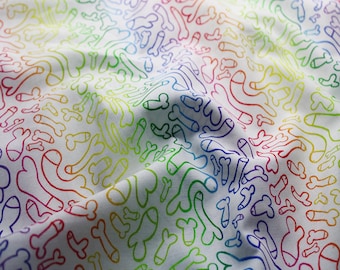 Rude Rainbow Fabric - Little Johnny Fabric - 100% Cotton Fabric