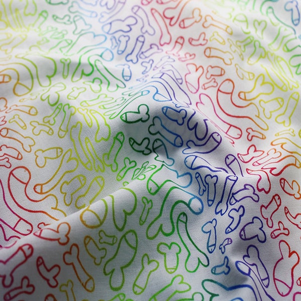 Rude Rainbow Fabric - Little Johnny Fabric - 100% Cotton Fabric