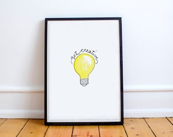 Lightbulb 'Get Creative' Print: Inspirational Office Decor (PDF Download)