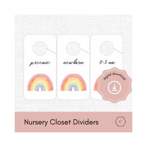Printable Nursery Closet Dividers - Rainbow Themed Clothes Separators, Baby Boy Baby Girl Nursery Closet Organizers - Instant Download