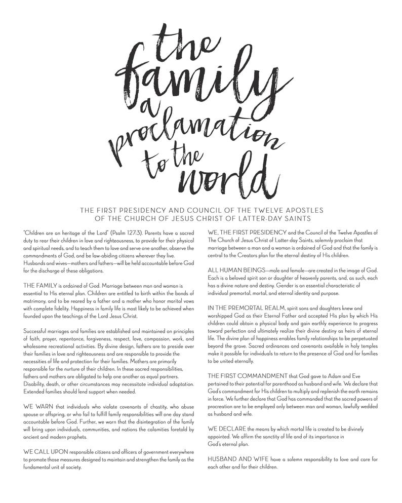 Lds Family Proclamation Free Printable