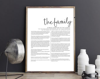 Script Family Proclamation LDS Printable, Digital Download, Modern LDS Art