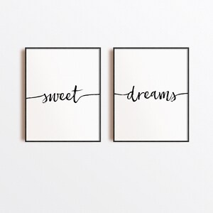 Sweet Dreams Printable Wall Art Poster Set Of 2 Minimal Quote Home Decor