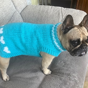 Turquoise Hearts Hand Knitted Jumper.