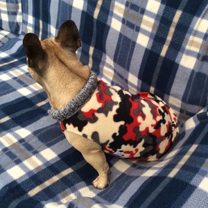 Red,Grey And Cream Camouflage French Bulldog Coat image 2