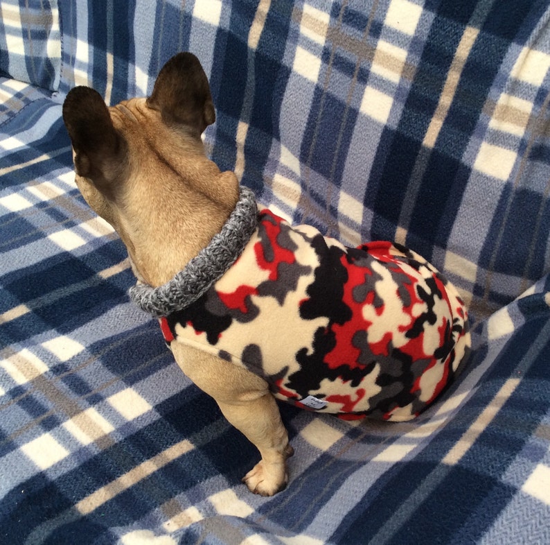 Red,Grey And Cream Camouflage French Bulldog Coat image 2