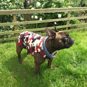 Red,Grey And Cream Camouflage French Bulldog Coat image 4