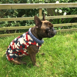 Red,Grey And Cream Camouflage French Bulldog Coat image 5