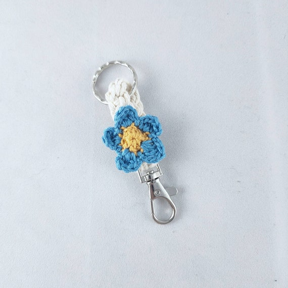 Portachiavi fiore, portachiavi uncinetto, portachiavi, ciondolo