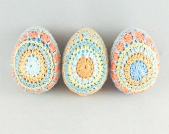 Crochet Easter eggs, spring decor, Easter decor, crochet eggs, branch ornaments, tree ornaments, centerpiece, easter basket, ostara decor