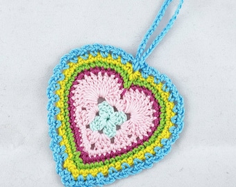 Valentine's heart, hanging heart, crochet heart, crochet ornament, door hanger, home decor, love heart, granny sweetheart, boho heart, gift