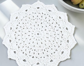Chunky Cotton Crochet Doily, Shabby Chic Table Decor