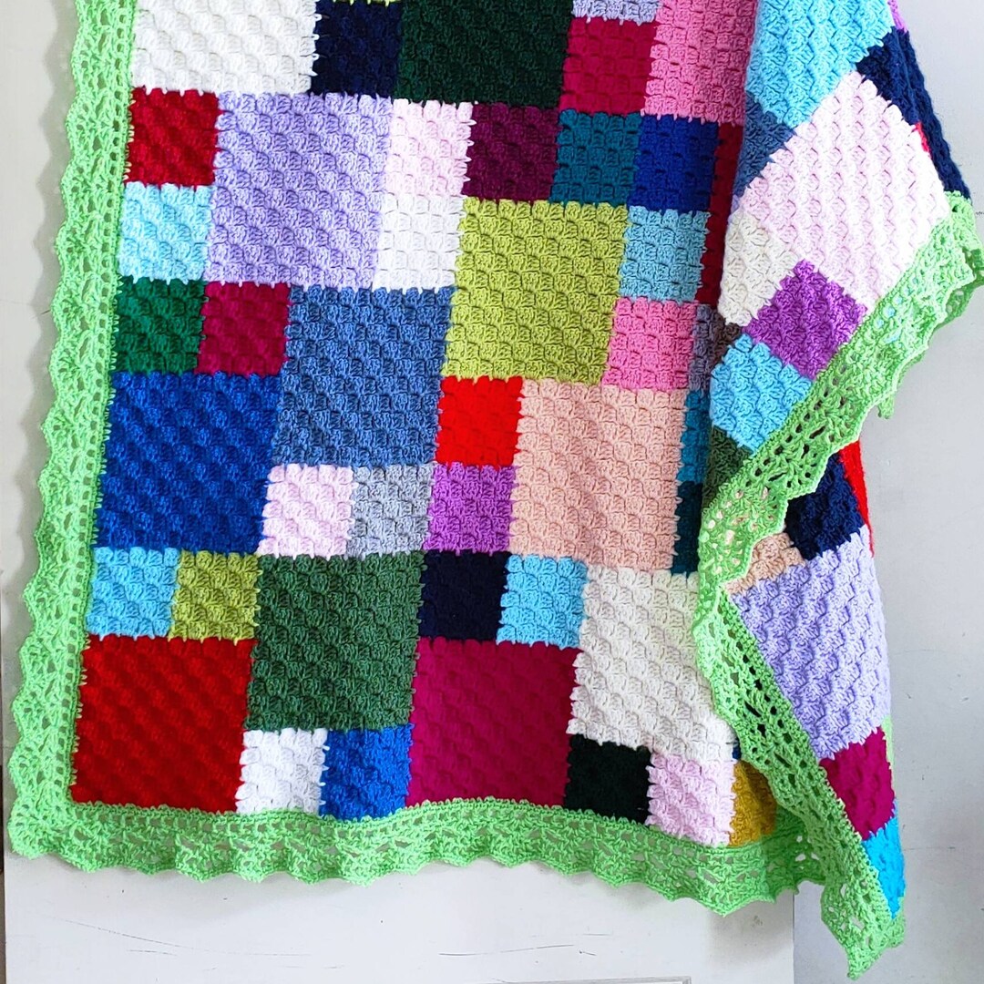 Patchwork Afghan Crocheted Blanket Scrap Blanket Crochet Etsy