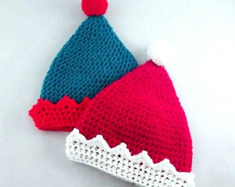 かぎ針編みのベビーエルフハット、クリスマスサンタハット、クリスマスフォトプロップ