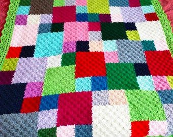 Crocheted Patchwork Afghan: Multicolored Boho Blanket