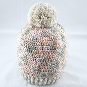 Crochet pompom hat, baby hat, toddler hat, kids hat, girls hat, winter wear, gifts for kids, back to school, multicolour, bobble hat,
