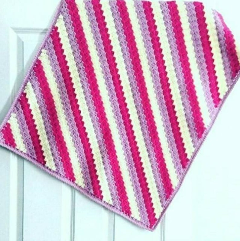 Striped Baby Blanket, Crochet Baby Blanket, Corner to Corner, Pram
