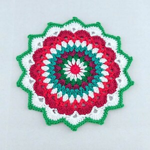 Festive Crochet Mandala Doily: Christmas Table Decor (7 inch)