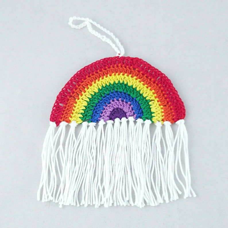 love is love LGBTQ hanging rainbow in it together rainbow pride Rainbow of Hope rainbow ornament covid crochet rainbow stay strong