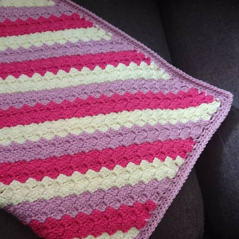 Striped Baby Blanket, Crochet Baby Blanket, Corner to Corner, Pram
