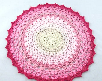 Grande centrino mandala all'uncinetto, centrotavola boho, 28 cm