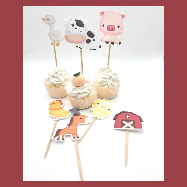 Farm Animal Cupcake Toppers Barnyard Animal Cupcake Toppers Etsy Canada
