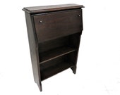 Solid Wood Desk English Dark Oak Drop Front Narrow Larkin Style Secretary Desk