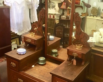 vanity dressing table with mirror lighted mirror antique wood dressing table vanity or chest with mirror table etsy vanity dressing table with mirror lighted mirror antique wood dressing table vanity or chest with mirror table etsy