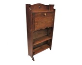 Solid Wood Desk English Arts and Crafts Narrow Larkin Style Drop Front Secretary Desk