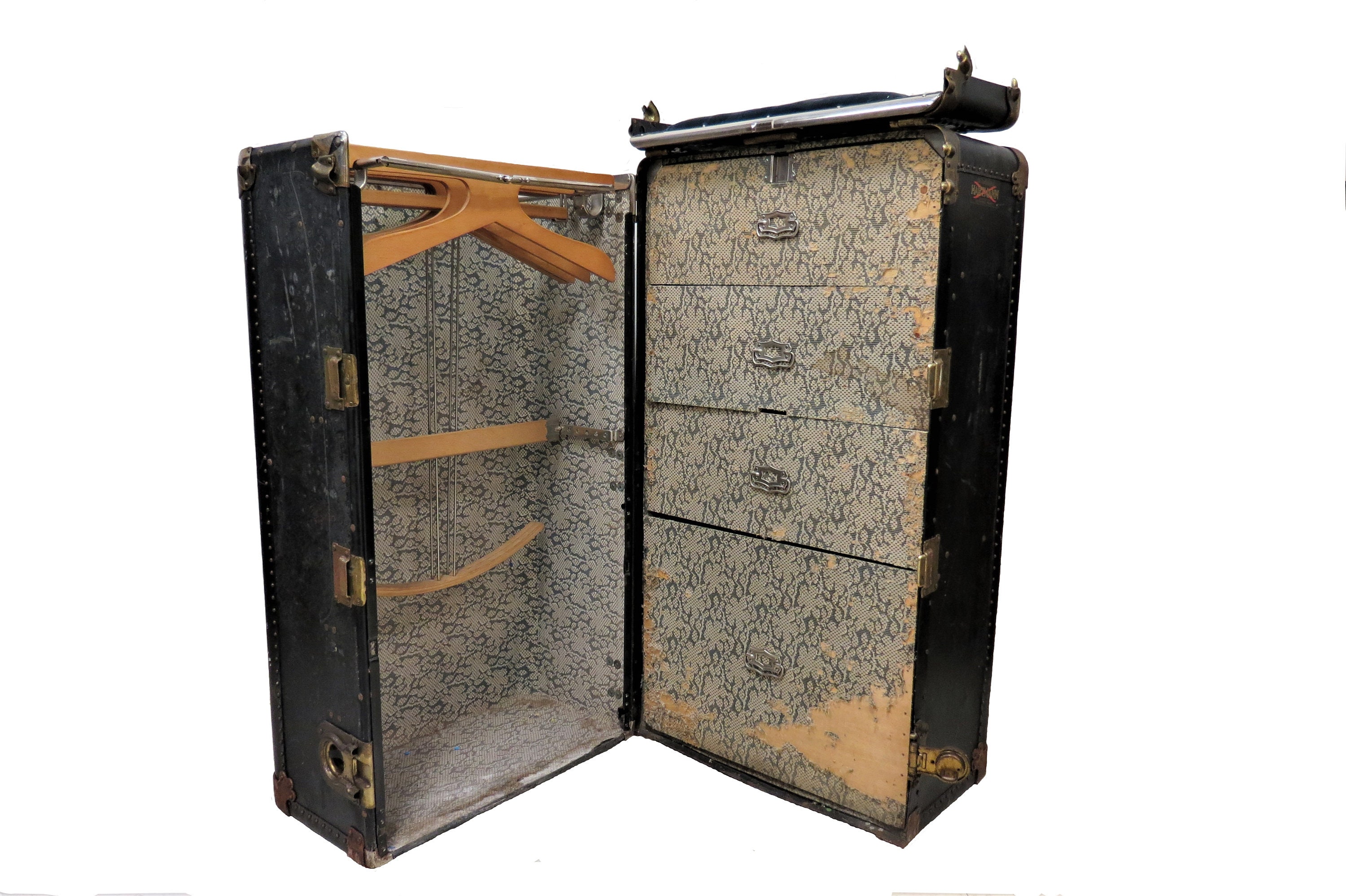 Vintage (likely 1930s) Steamer Trunk Wardrobe