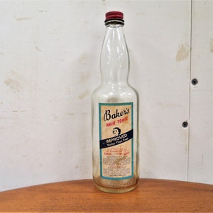 Deorative Bottles Vintage Glass Baker's Hair Tonic Bottle From Baker's Best Hair Tonic Company image 1