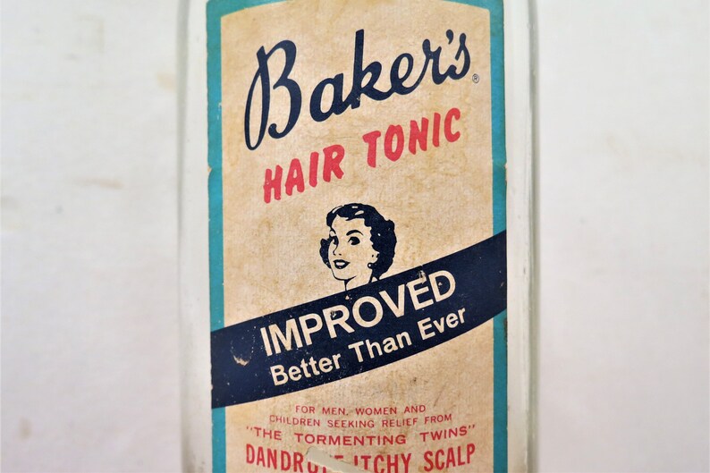 Deorative Bottles Vintage Glass Baker's Hair Tonic Bottle From Baker's Best Hair Tonic Company image 4