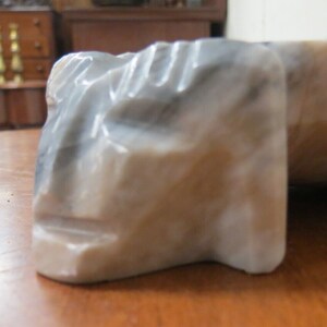 Vintage Etched Stone Square Aztec Ashtray With Corner Faces image 6