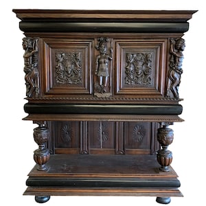 Server Buffet | Amazing Antique Large Bruegel Carved Server Circa 1860