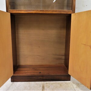 Mid Century Bookcase Vintage English Mahogany Sliding Glass Bookcase image 6