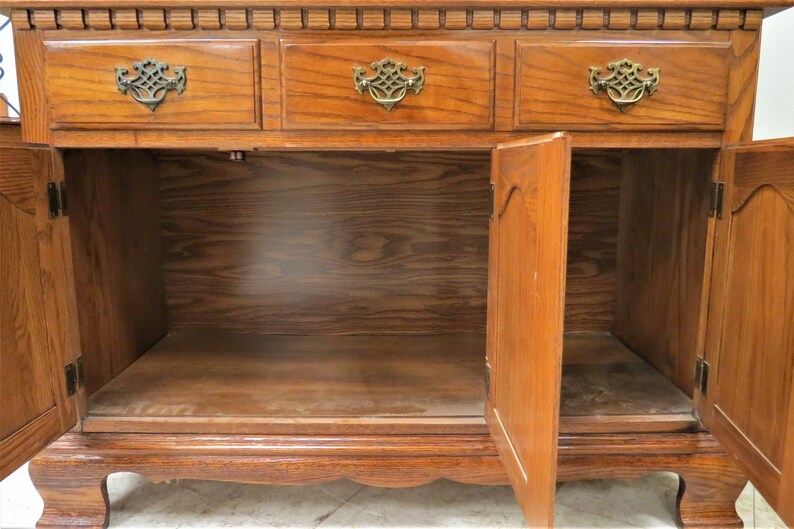 Vintage China Tell City Oak China Hutch Etsy
