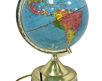 Vintage Touch Dimmer Light World Globe Lamp Map Desktop 3-Way Tabletop Works
